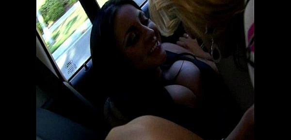  Backseat Lesbian Sex With Audrey Bitoni and Kelly Madison